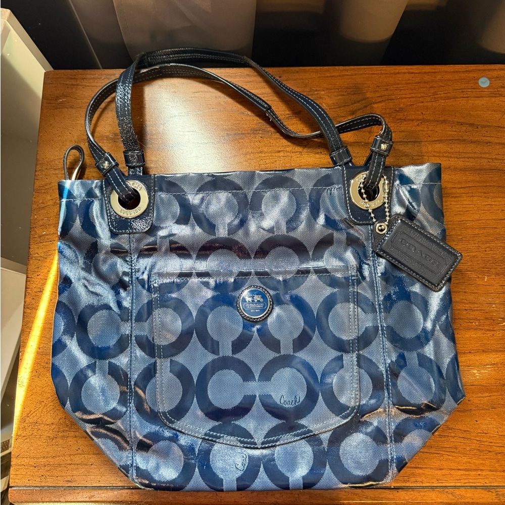 Coach Dark Blue Signature Tote